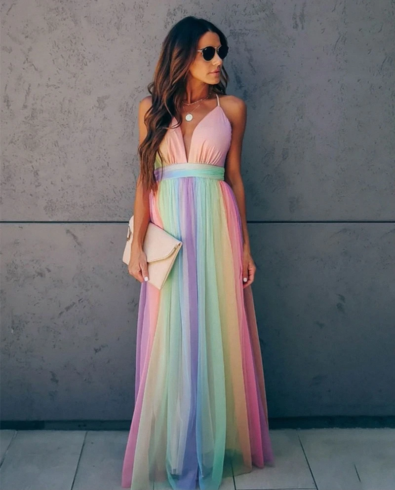 B&S | Versatile & Comfortable Rainbow Dress – Premium Material for Day-to-Night Style
