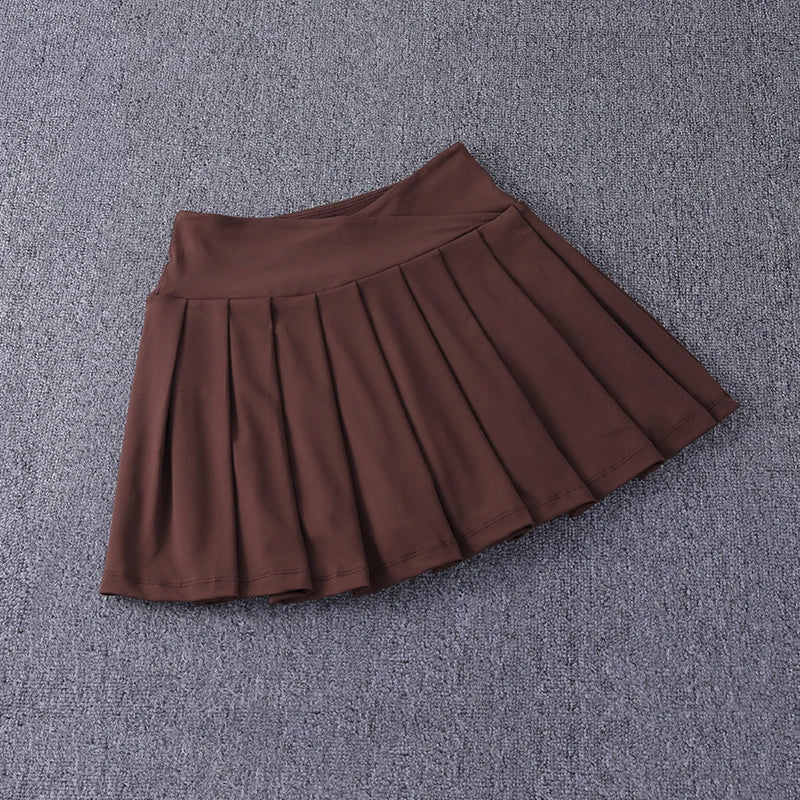 Pleated Sport™ | High-Waisted Nylon Spandex Tennis Skirt | A-Line Design, Anti-Glare Fabric, Side Pockets