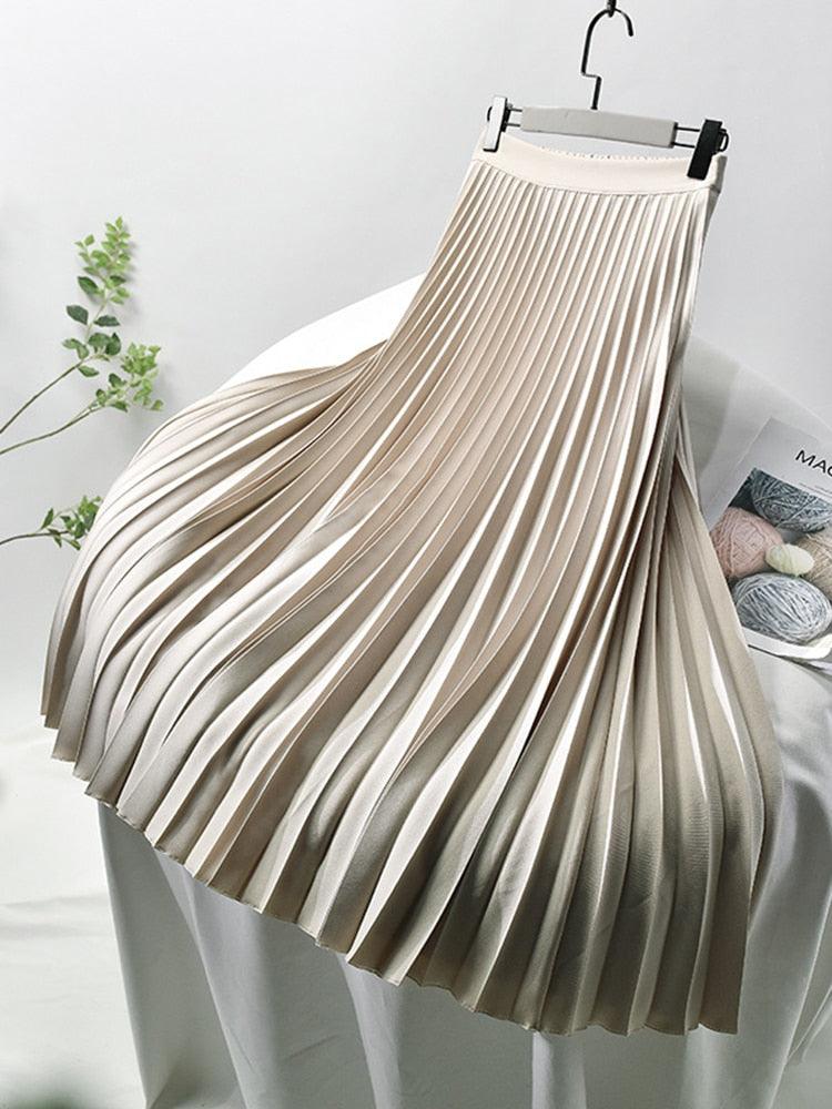 Pleat Luxe™ | Women's High-Waisted Midi Skirt | Soft Fabric, Elegant Pleats & Comfortable Fit