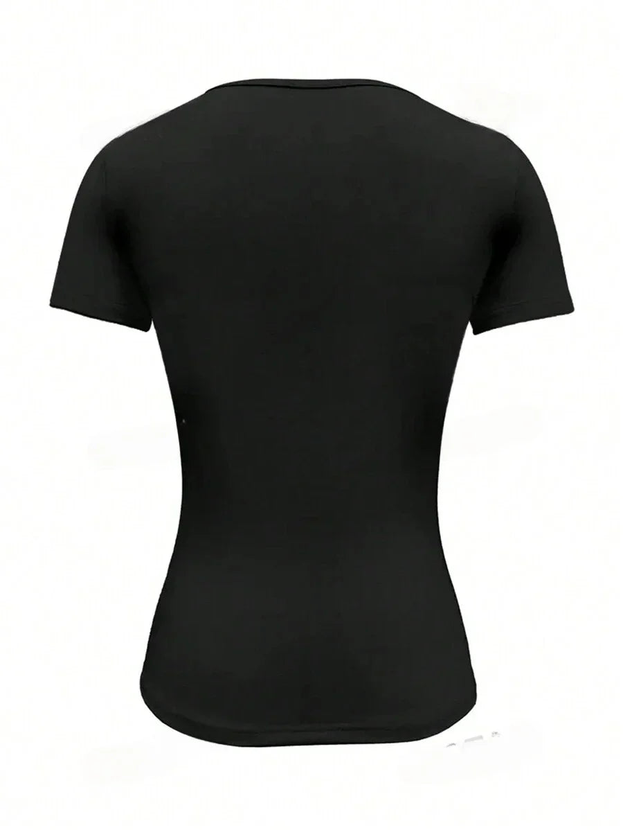 Camiseta Y2K™ | Women's Short Sleeve T-Shirt | Round Neck, Fitted Summer Top, Trendy Casual Wear