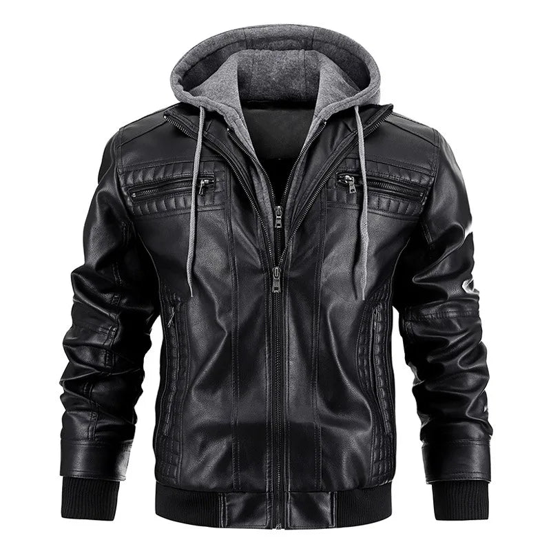 Leather Haven™ | Men's Leather Jacket | Genuine Leather, Detachable Hood & Stylish Design