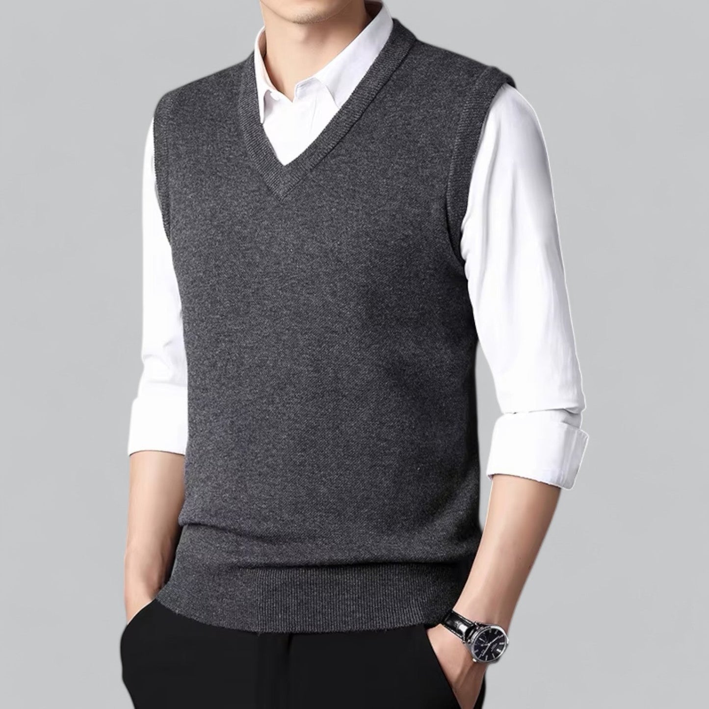 Men's Classic V-Neck Sleeveless Sweater Vest | Lightweight Knit, Comfortable Fit, Essential Wardrobe Staple