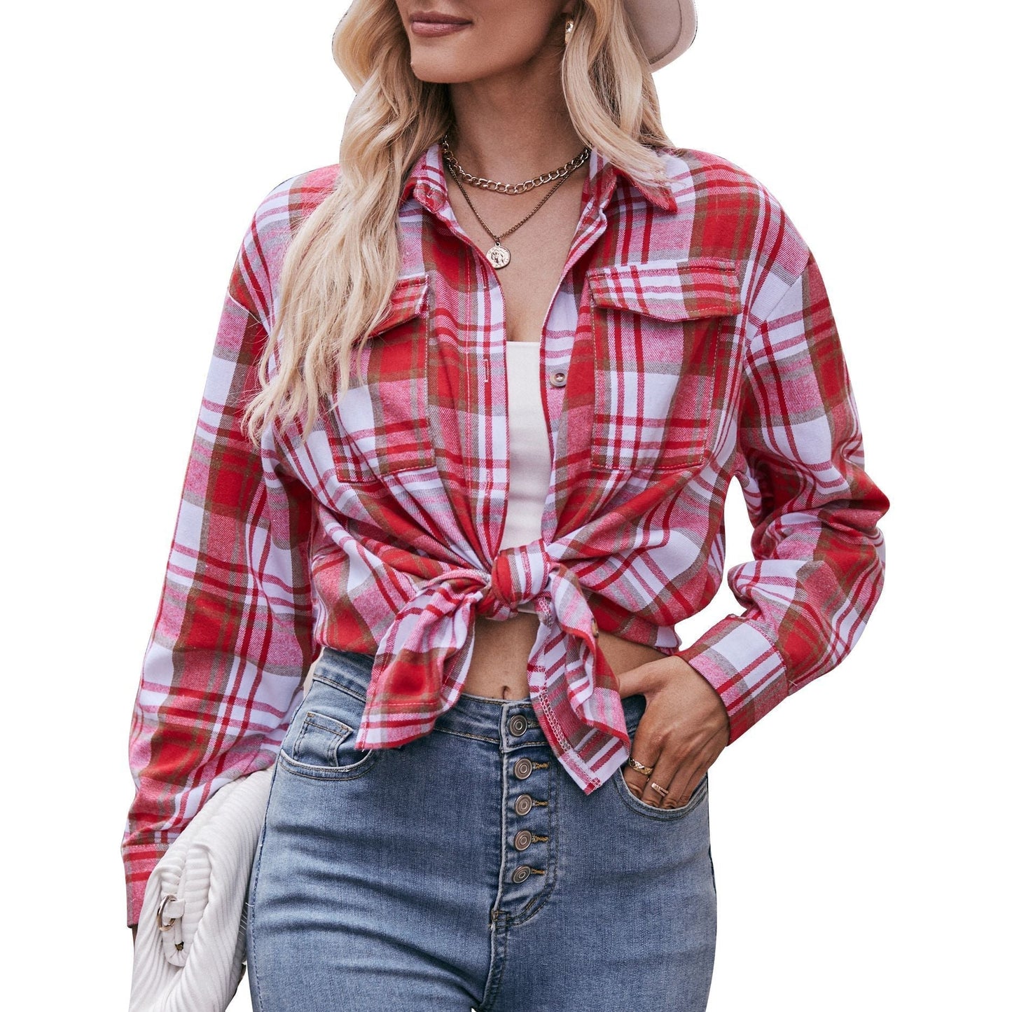 Plaid Aura™ | Women's Casual Oversized Plaid Shirt | Soft Cotton, Relaxed Fit, Trendy Design