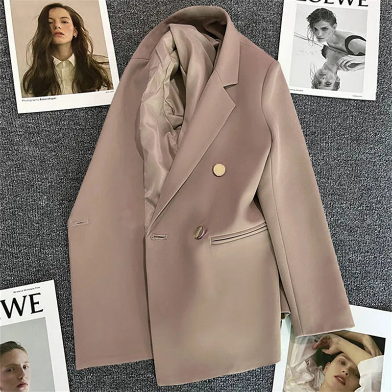 Candy Color OL™ | Women's Double-Breasted Blazer | Notched Lapel, Long Sleeve, Slim Fit with Metal Buttons & Pockets