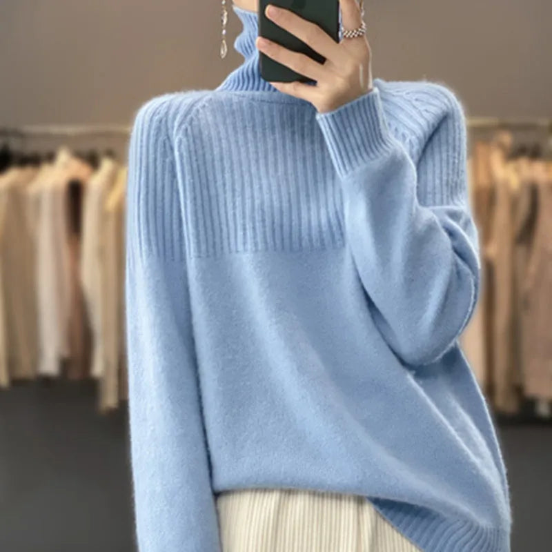 Soft Cashmere Funnel Neck Jumper - Trendy Knitwear for Women in Orange & Stylish Shades