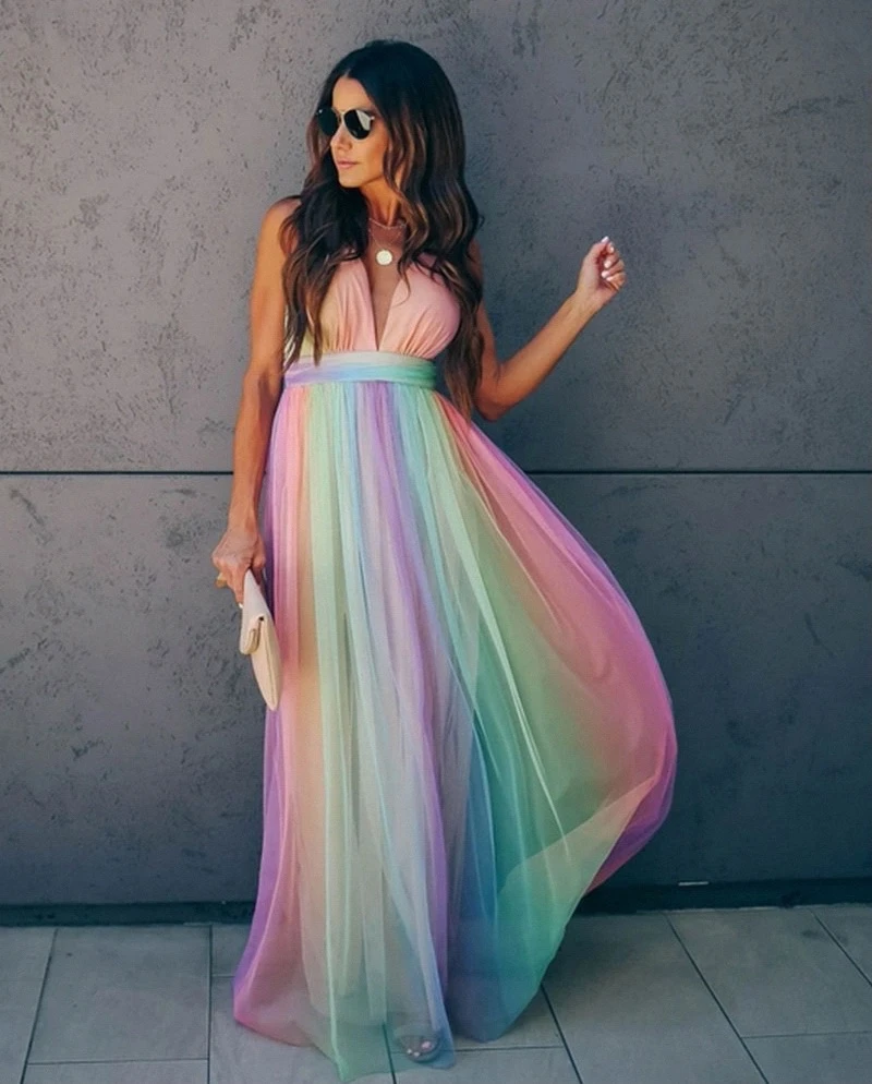 B&S | Versatile & Comfortable Rainbow Dress – Premium Material for Day-to-Night Style