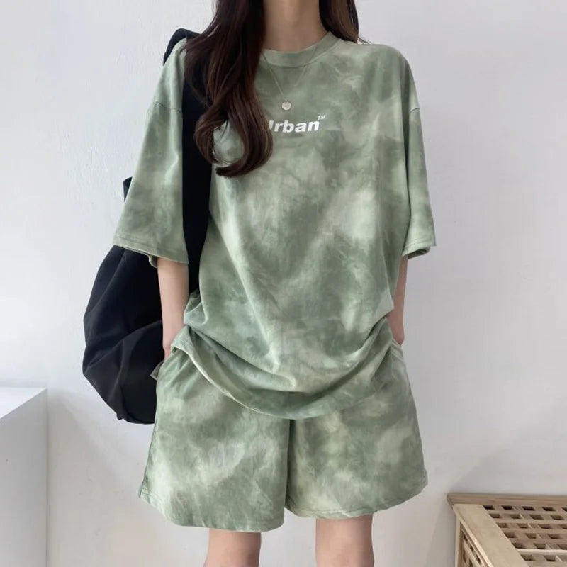 Tie-Dye Bliss™ | Women's T-Shirt and Shorts Set | Casual Loose Fit, Soft Fabric, Wide Leg Design with Pockets