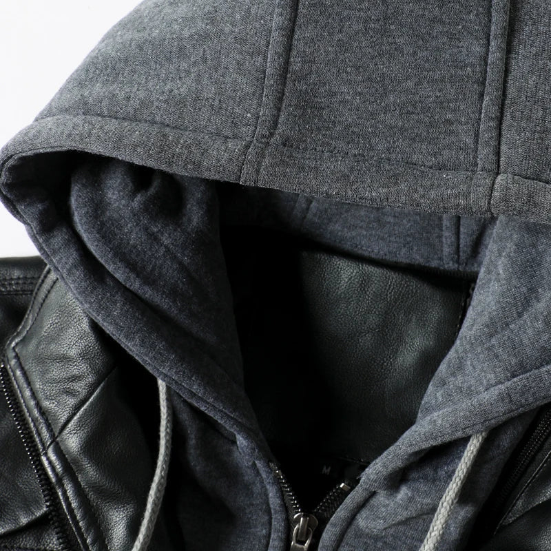 Leather Haven™ | Men's Leather Jacket | Genuine Leather, Detachable Hood & Stylish Design