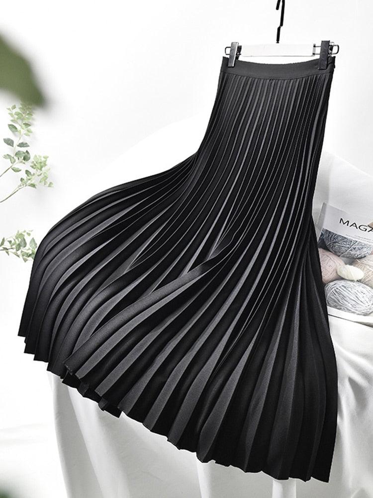 Pleat Luxe™ | Women's High-Waisted Midi Skirt | Soft Fabric, Elegant Pleats & Comfortable Fit