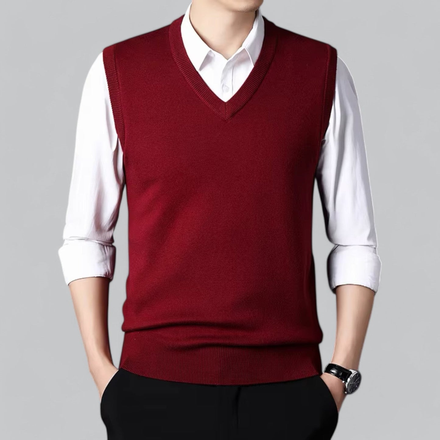Men's Classic V-Neck Sleeveless Sweater Vest | Lightweight Knit, Comfortable Fit, Essential Wardrobe Staple