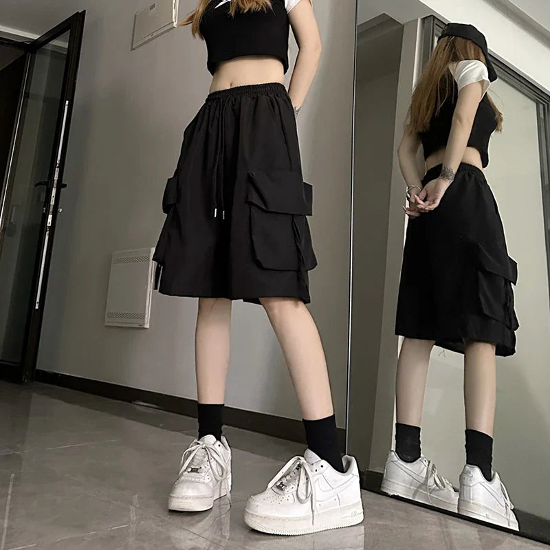 Cargo Belle™ | Women's High-Waisted Cargo Pants | Summer Streetwear, Wide Leg, Large Pockets, Trendy Design