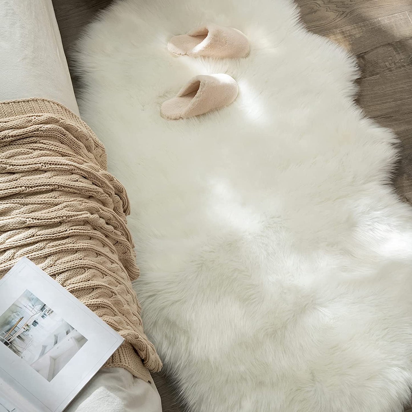 Faux Fur Sheepskin Rug | Soft, Large Area Rug for Living Room