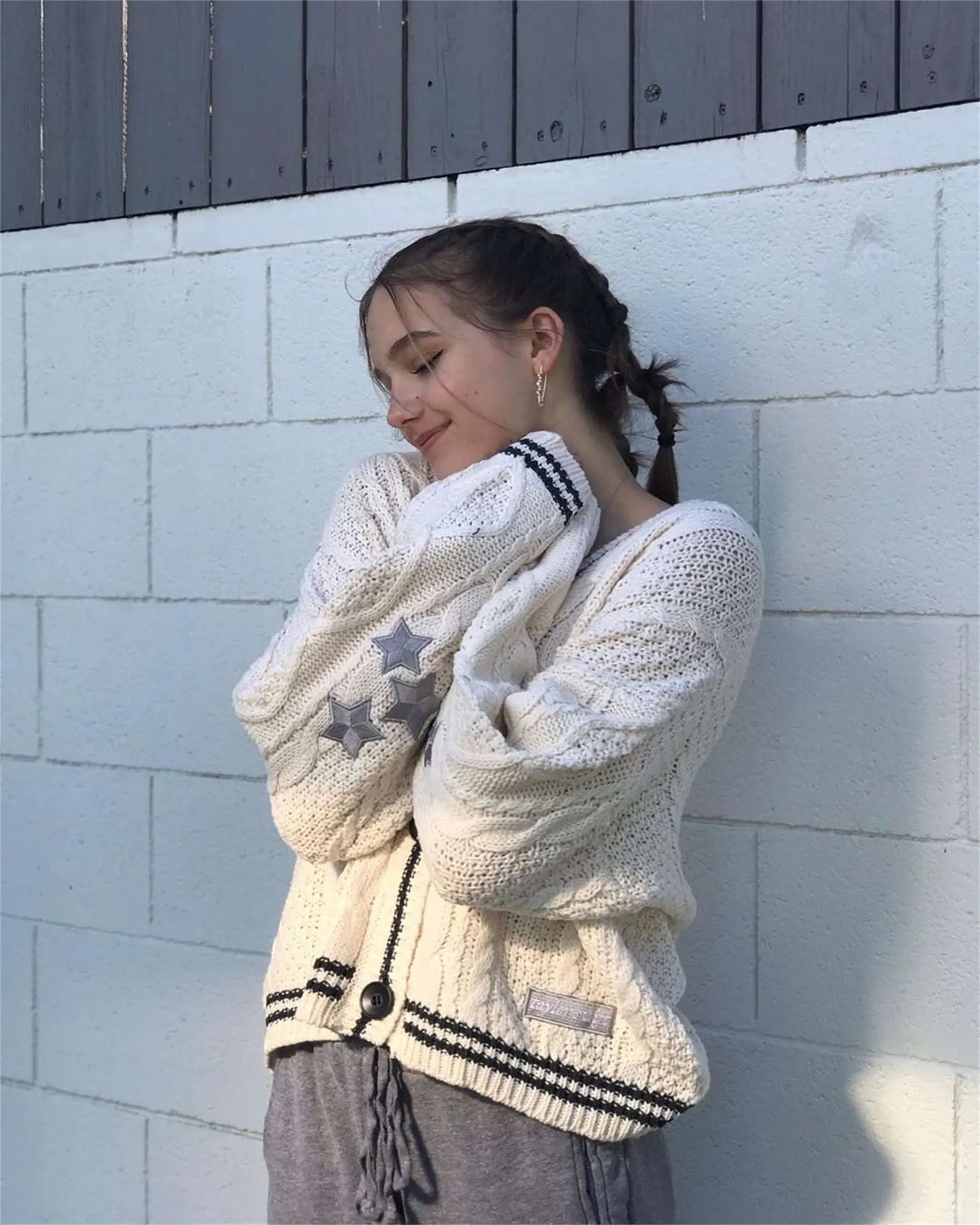 Cardigan Celeste™ | Women's Oversized Knitted Sweater | Vintage Embroidery, Long Sleeve, Single Breasted Design
