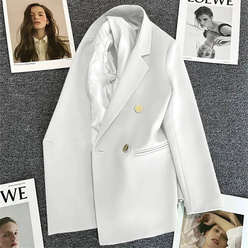 Candy Color OL™ | Women's Double-Breasted Blazer | Notched Lapel, Long Sleeve, Slim Fit with Metal Buttons & Pockets