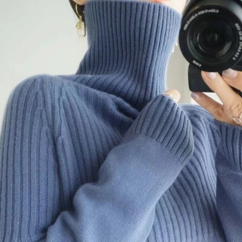 Soft Cashmere Funnel Neck Jumper - Trendy Knitwear for Women in Orange & Stylish Shades