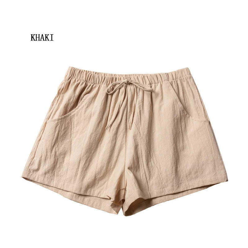 Linen Breeze™ | Women's High-Waisted Casual Shorts | Lightweight Cotton, Gym & Workout Ready, Comfortable Fit
