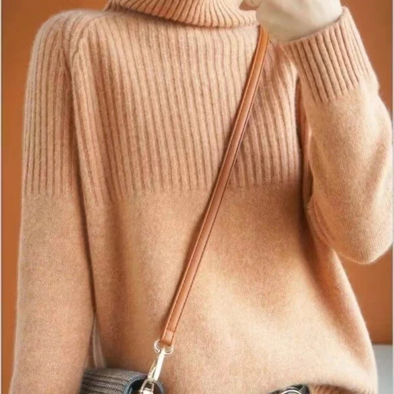 Soft Cashmere Funnel Neck Jumper - Trendy Knitwear for Women in Orange & Stylish Shades