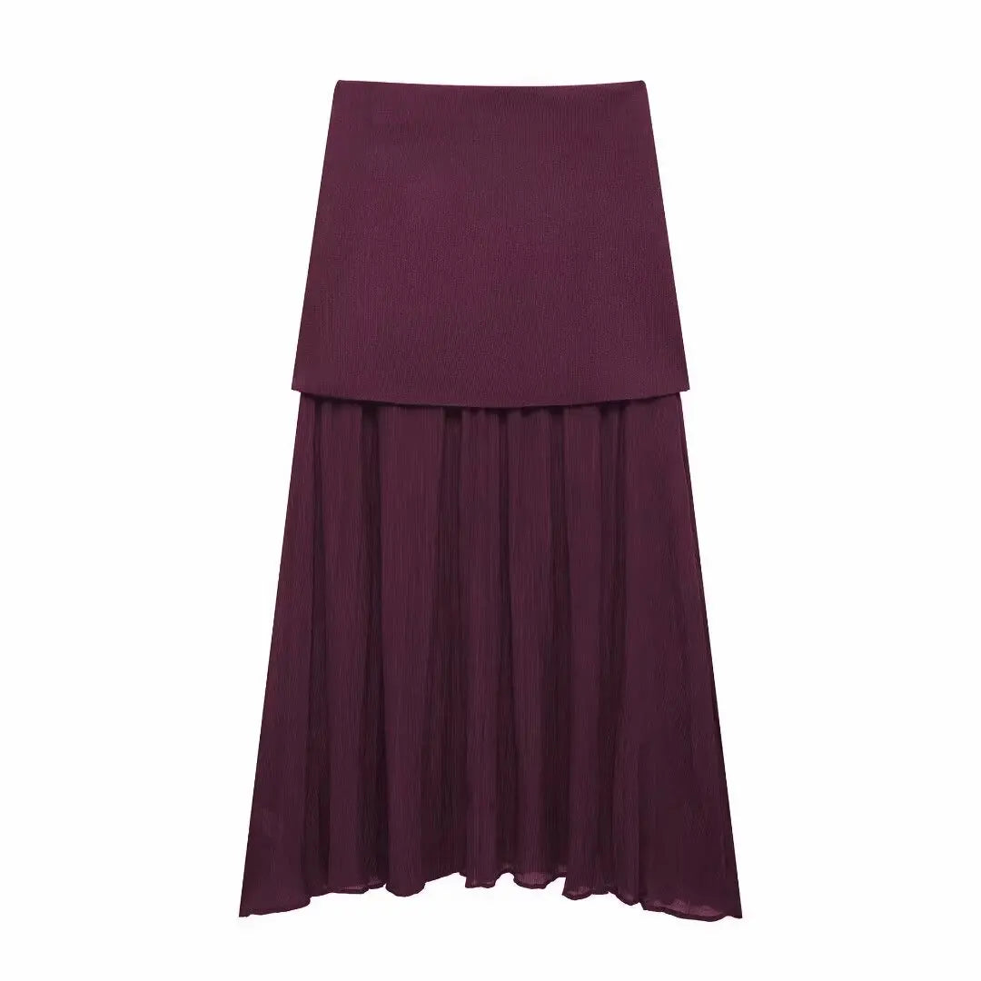 Vesta Luxe™ | Women's 2-Piece Set | Knitted V-Neck Vest Top & High Waist Ankle-Length Skirt with Side Zipper
