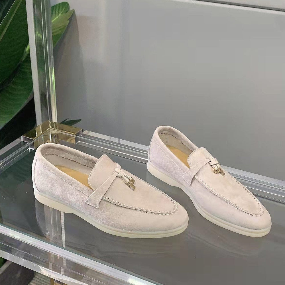 Ladies Suede Loafers - Slip-On Footwear for Women - Comfortable and Stylish Casual Shoes
