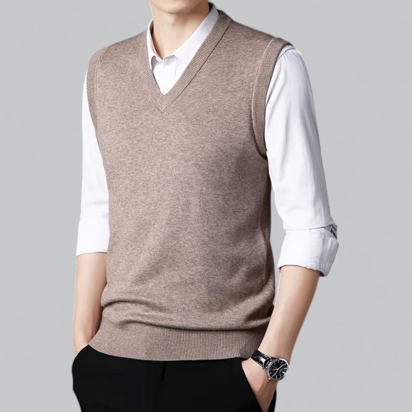 Men's Classic V-Neck Sleeveless Sweater Vest | Lightweight Knit, Comfortable Fit, Essential Wardrobe Staple
