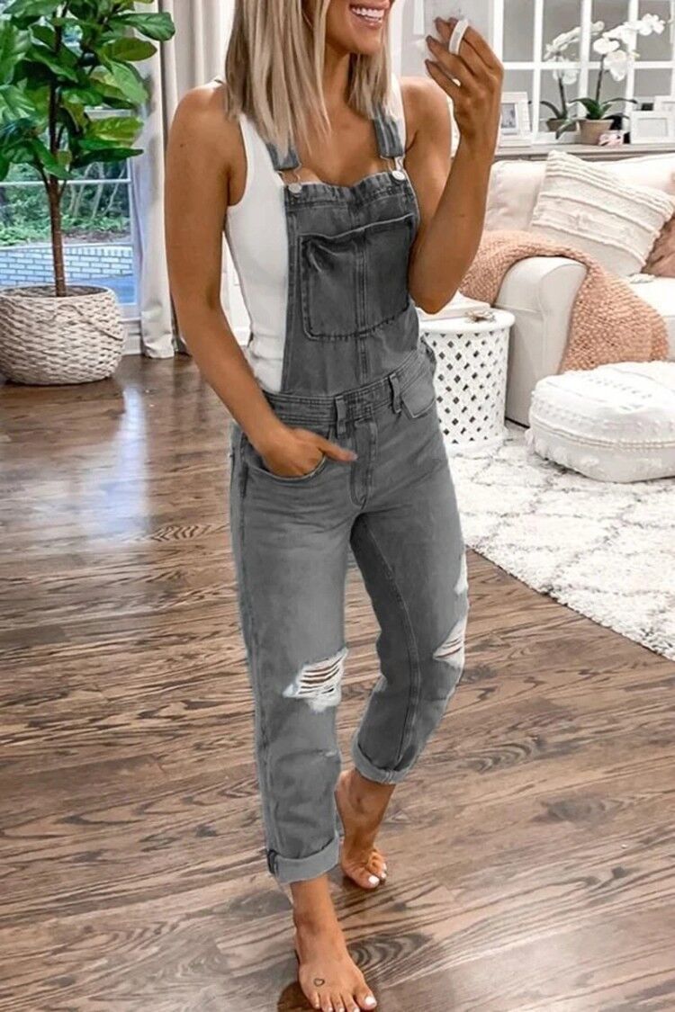 Urban Chic™ | Women's Denim Jumpsuit | Lightweight Fabric, Adjustable Straps & Relaxed Fit