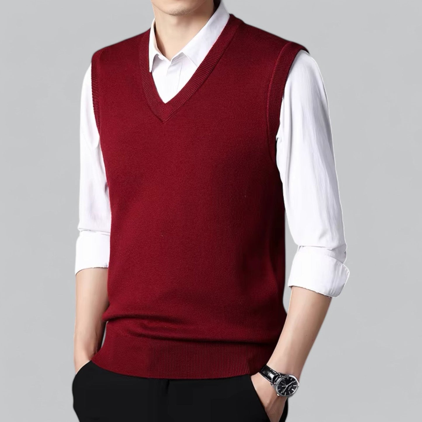 Men's Classic V-Neck Sleeveless Sweater Vest | Lightweight Knit, Comfortable Fit, Essential Wardrobe Staple