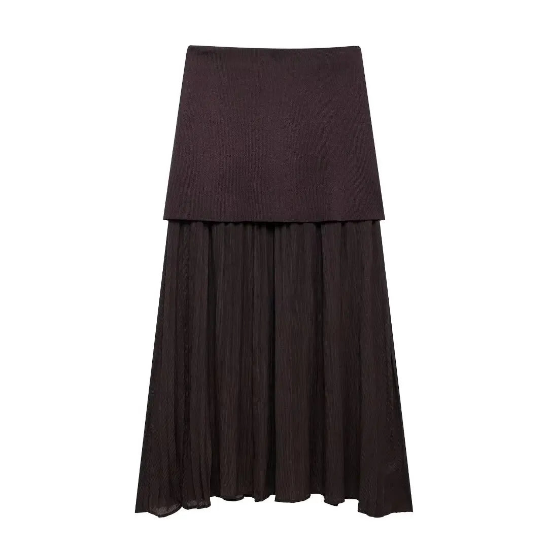 Vesta Luxe™ | Women's 2-Piece Set | Knitted V-Neck Vest Top & High Waist Ankle-Length Skirt with Side Zipper