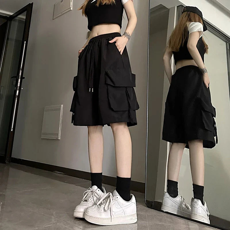 Cargo Belle™ | Women's High-Waisted Cargo Pants | Summer Streetwear, Wide Leg, Large Pockets, Trendy Design