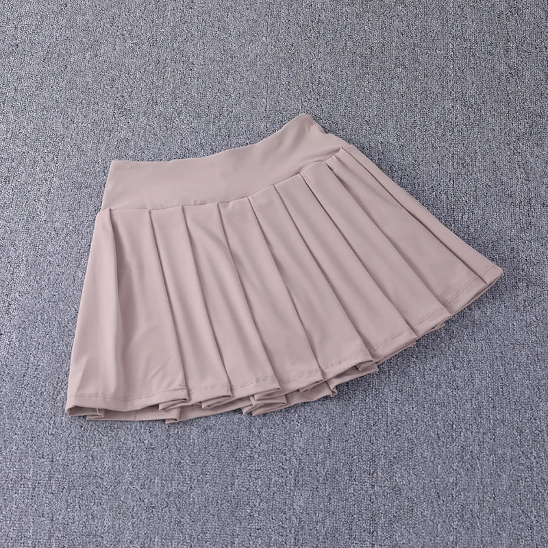 Pleated Sport™ | High-Waisted Nylon Spandex Tennis Skirt | A-Line Design, Anti-Glare Fabric, Side Pockets
