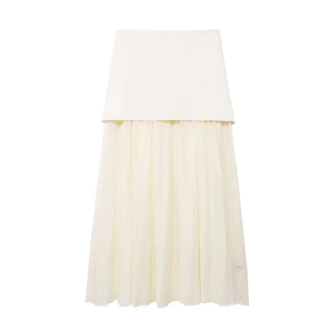 Vesta Luxe™ | Women's 2-Piece Set | Knitted V-Neck Vest Top & High Waist Ankle-Length Skirt with Side Zipper