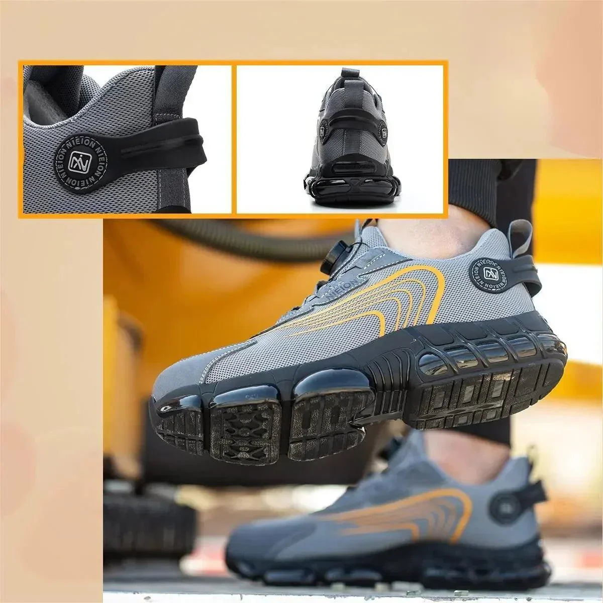 Safety Shield™ | Men's Work Safety Shoes | Rotating Buckle, Slip-Resistant Sole & Durable Construction