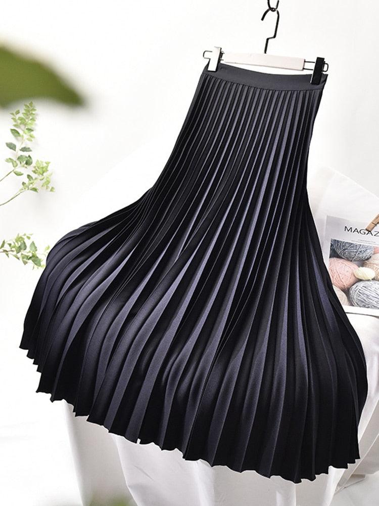 Pleat Luxe™ | Women's High-Waisted Midi Skirt | Soft Fabric, Elegant Pleats & Comfortable Fit