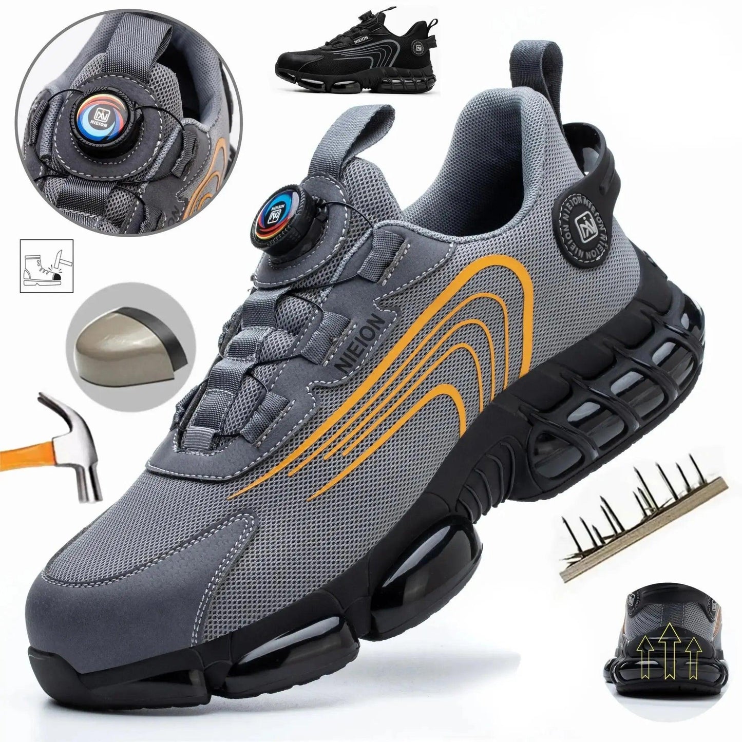 Safety Shield™ | Men's Work Safety Shoes | Rotating Buckle, Slip-Resistant Sole & Durable Construction