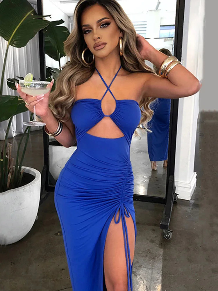 Luxe Vibe™ | Women's Sleeveless Midi Dress | Backless Bodycon Design, Slim Fit for Night Club Parties