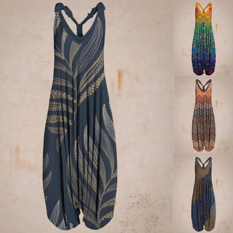 Boho Luxe™ | Women's Bohemian Jumpsuit | Halter Neck, Loose Fit, Full Length Harem Style