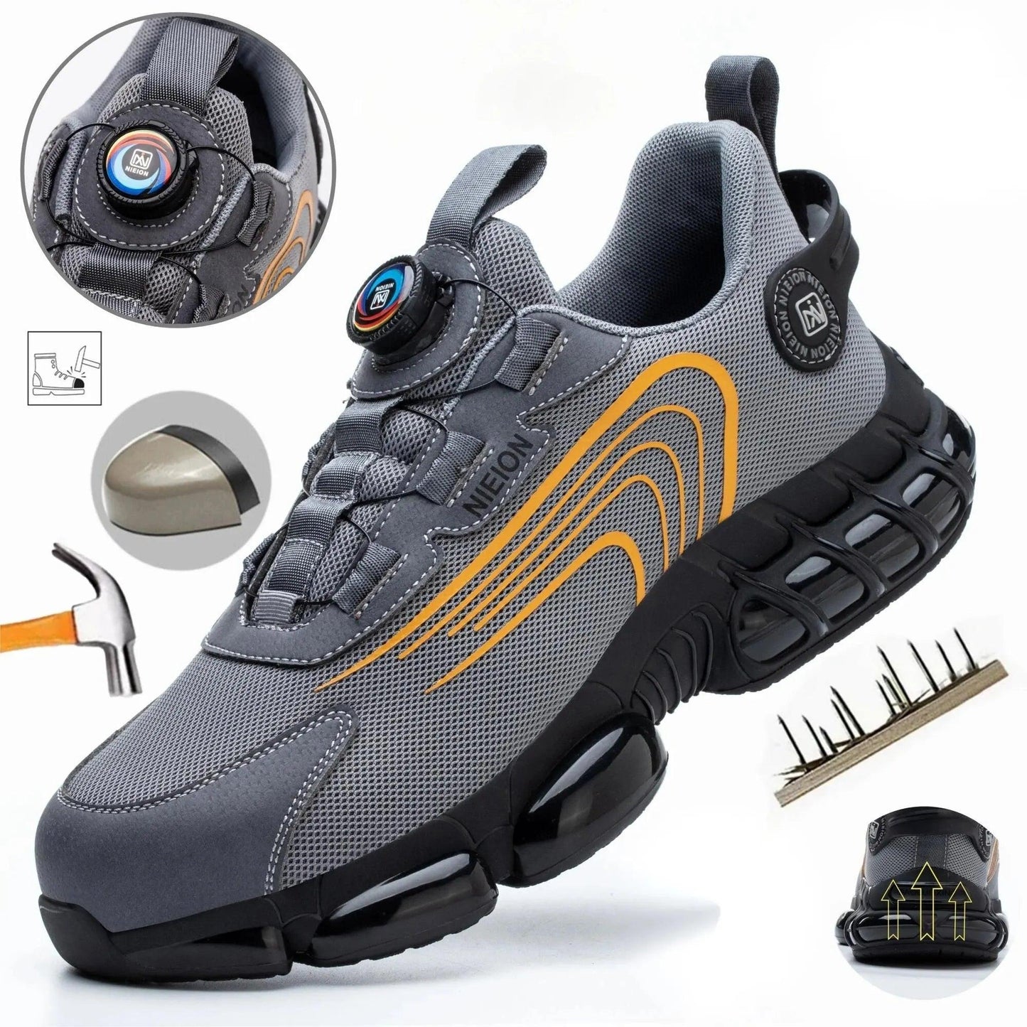 Safety Shield™ | Men's Work Safety Shoes | Rotating Buckle, Slip-Resistant Sole & Durable Construction