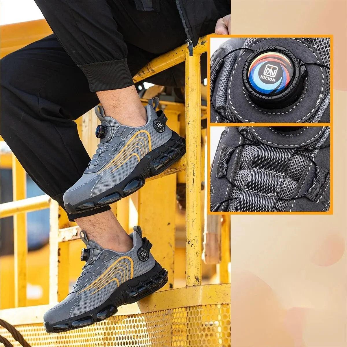 Safety Shield™ | Men's Work Safety Shoes | Rotating Buckle, Slip-Resistant Sole & Durable Construction