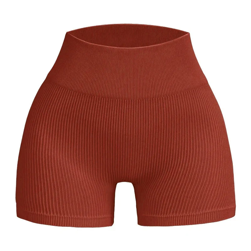 ActiveFit™ | Women's Seamless Compression Gym Shorts | Lightweight, Striped Design for Running & Fitness