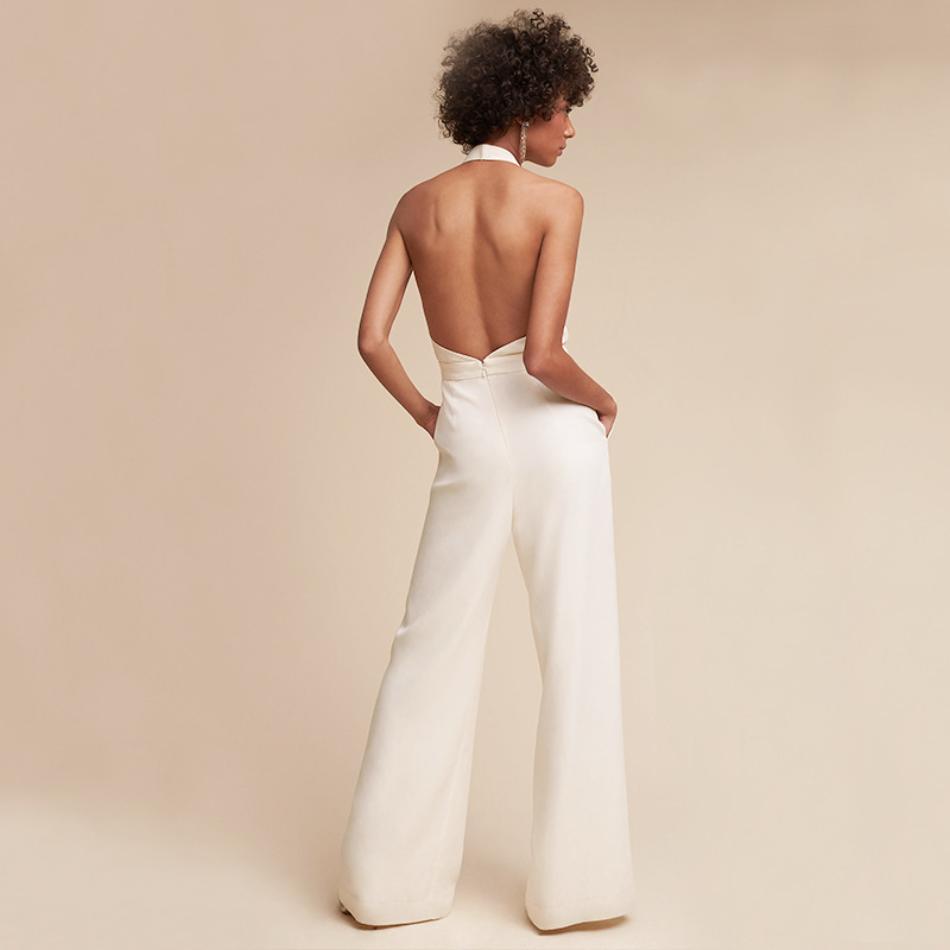 VividAura™ | Women's Sleeveless Jumpsuit | Deep V-Neck, Wide-Leg Design, Formal Wear