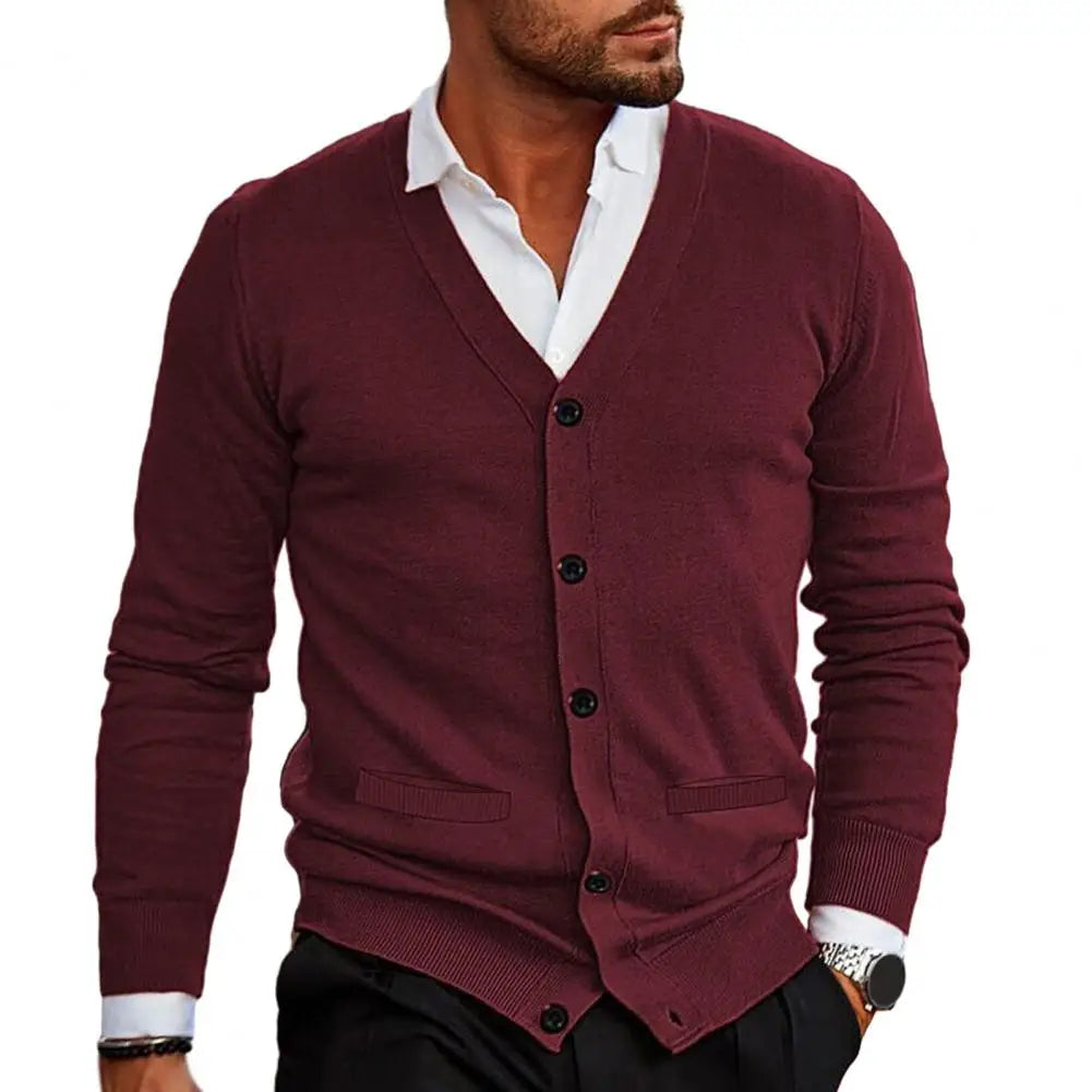 Cardigan Leo™ | Men's Knitted Cardigan | V-Neck Button-Up, Tailored Fit, Ribbed Cuffs & Hem