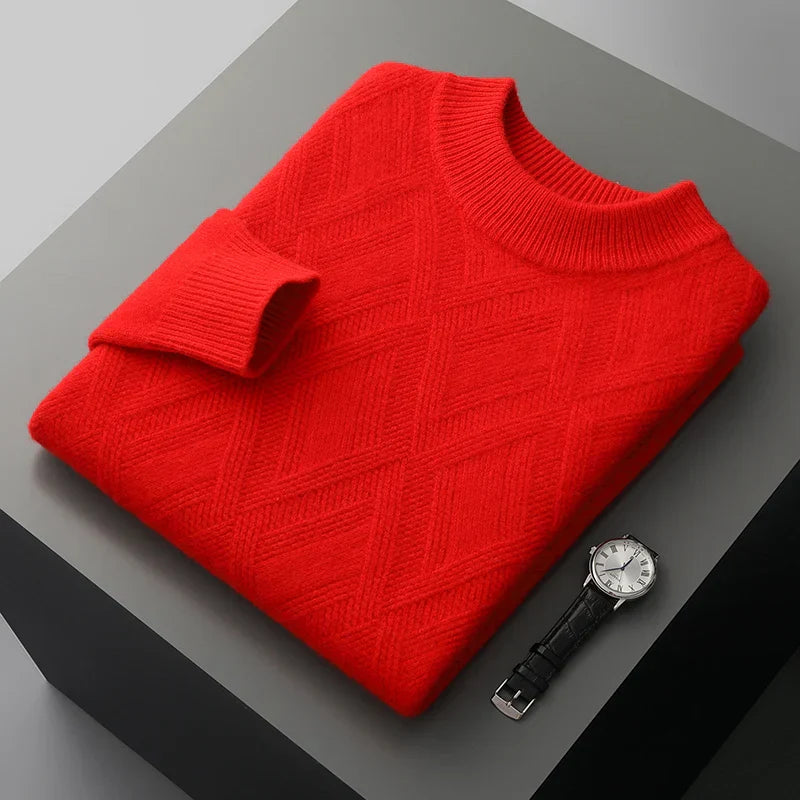 Velmira | Womens Red Cashmere Roll Neck Jumper Soft Pullover Sweater