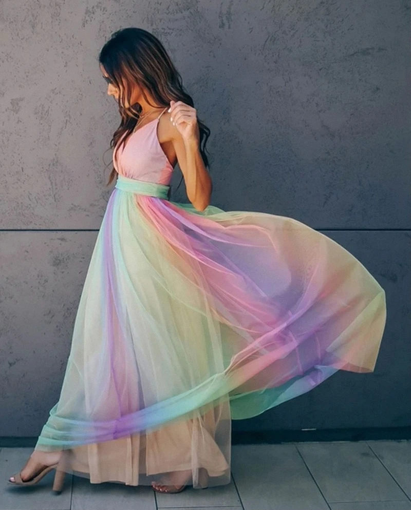 B&S | Versatile & Comfortable Rainbow Dress – Premium Material for Day-to-Night Style