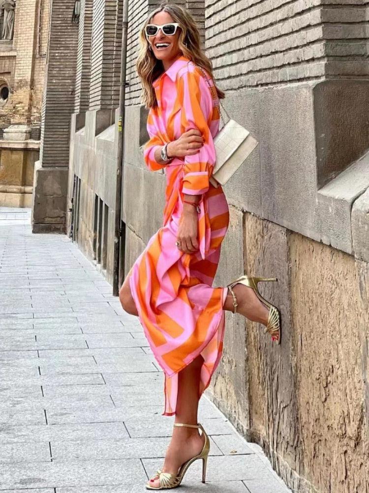 Wrap Maxi Dress Summer™ | Women's Striped Maxi Dress | Lightweight, Flowy Fabric, Perfect for Warm Weather