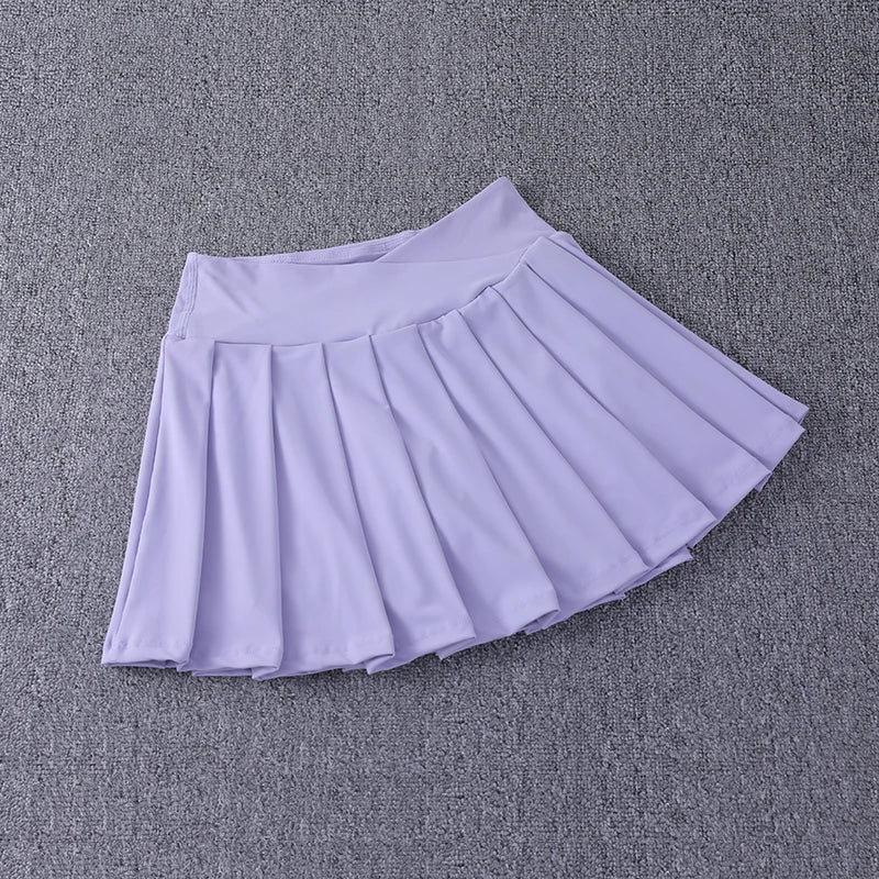 Pleated Sport™ | High-Waisted Nylon Spandex Tennis Skirt | A-Line Design, Anti-Glare Fabric, Side Pockets