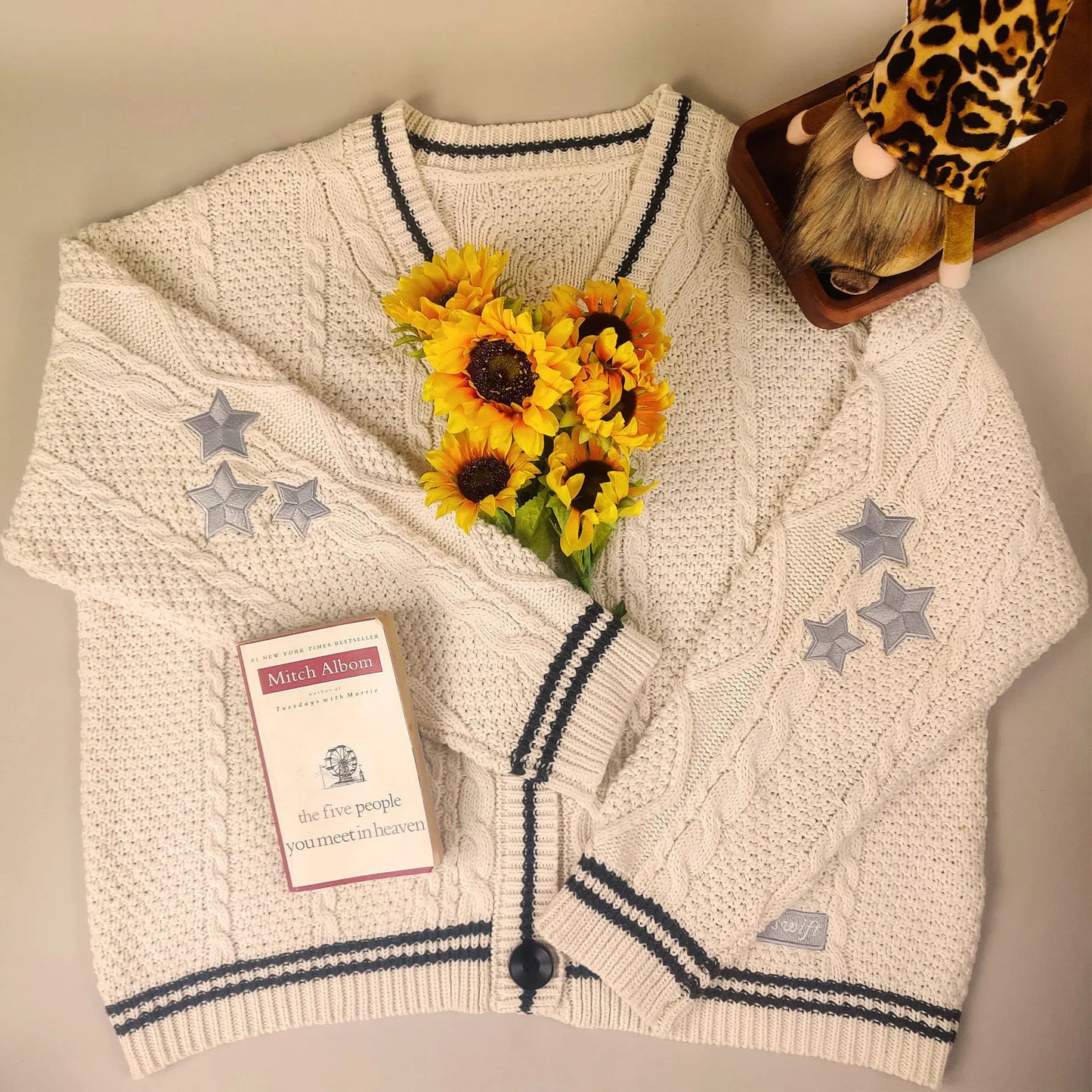 Cardigan Celeste™ | Women's Oversized Knitted Sweater | Vintage Embroidery, Long Sleeve, Single Breasted Design