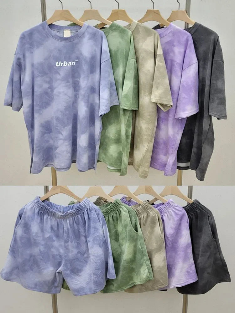 Tie-Dye Bliss™ | Women's T-Shirt and Shorts Set | Casual Loose Fit, Soft Fabric, Wide Leg Design with Pockets