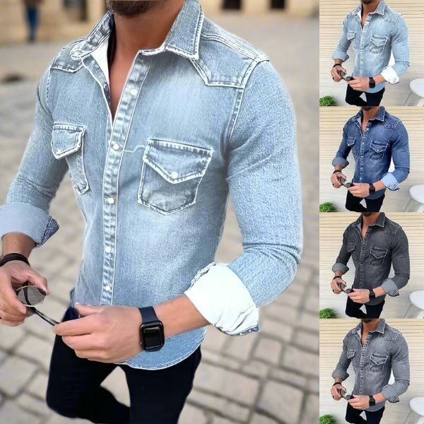 Denim Luxe™ | Men's Sustainable Slim Fit Denim Shirt | Cotton Blend, Casual & Smart Design