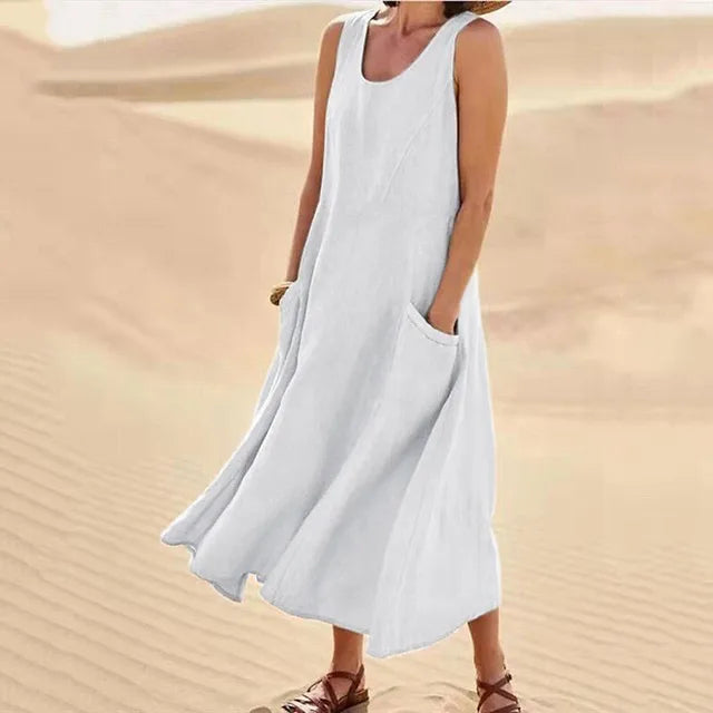 Linen Belle™ | Women's Sleeveless Dress | Lightweight Linen, Breathable Fabric & Relaxed Fit