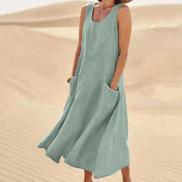 Linen Belle™ | Women's Sleeveless Dress | Lightweight Linen, Breathable Fabric & Relaxed Fit