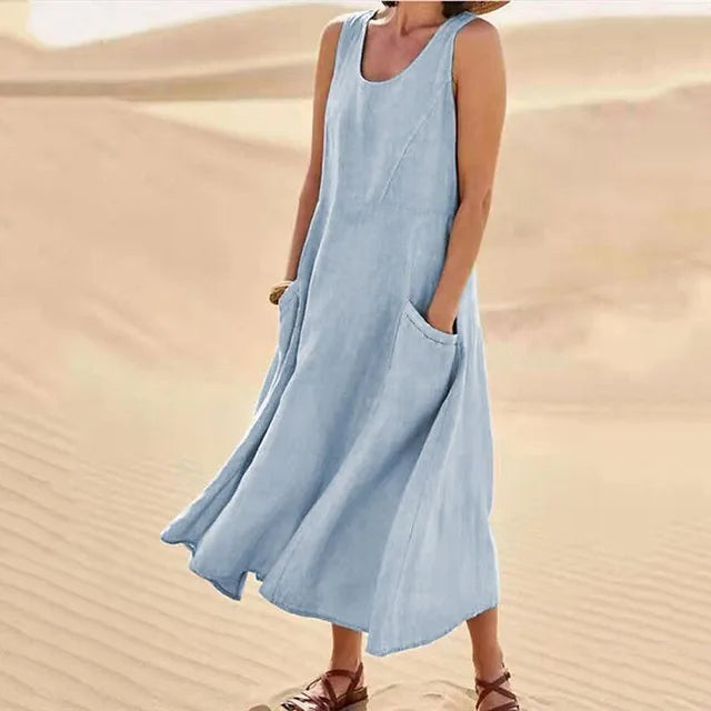 Linen Belle™ | Women's Sleeveless Dress | Lightweight Linen, Breathable Fabric & Relaxed Fit